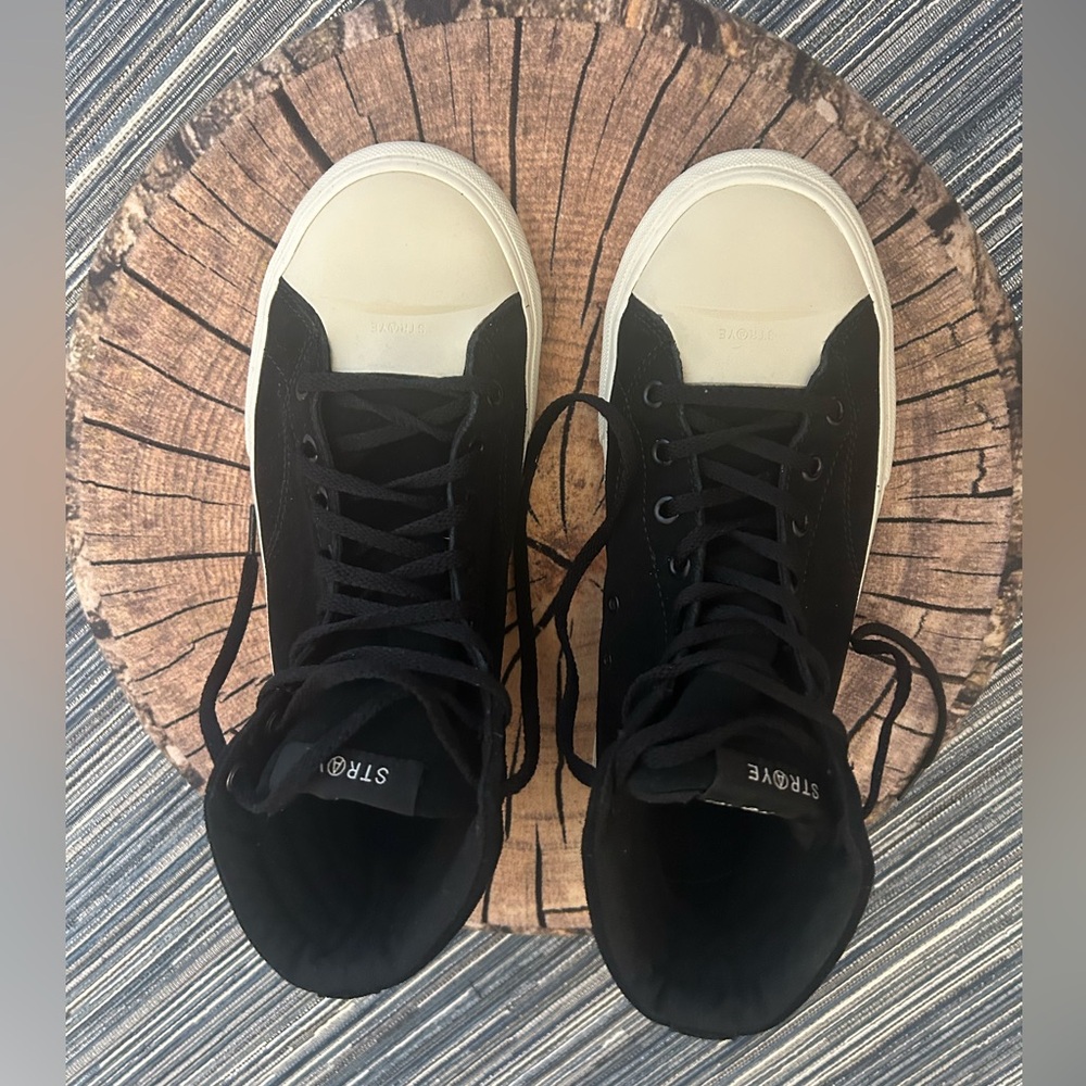 🆕Straye Venice Black Bone Suede Hightop Skate Board Shoes Men’s 8 Women’s 9.5 - Picture 3 of 7